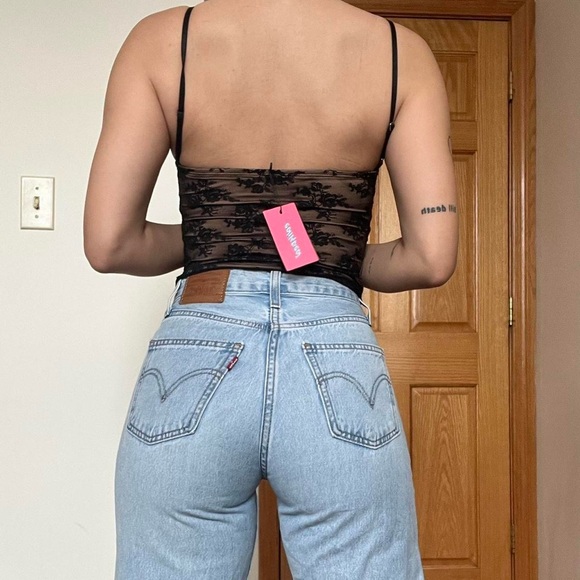 edikted new with tags camisole black lace crop tank top - Picture 3 of 4